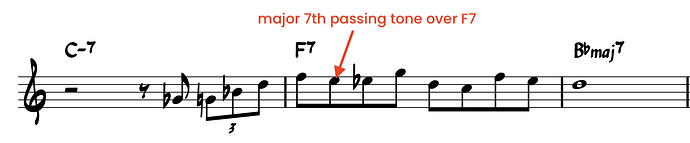 F7 passing tone - bebop scales